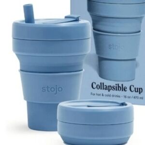 STOJO New Collapsible Cup Hot and Cold Food Grade Silicone Dishwasher Safe Blue
